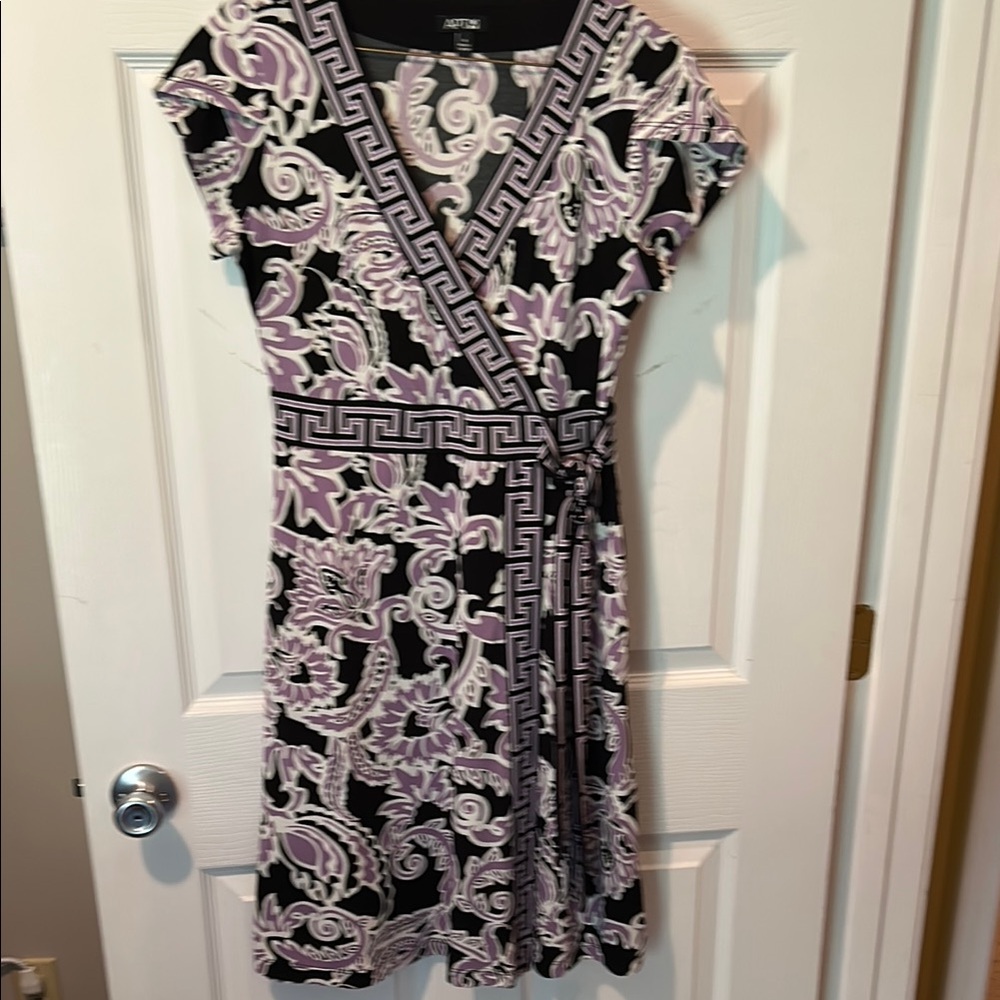 Apt. 9 Black and Purple Patterned Midi Dress